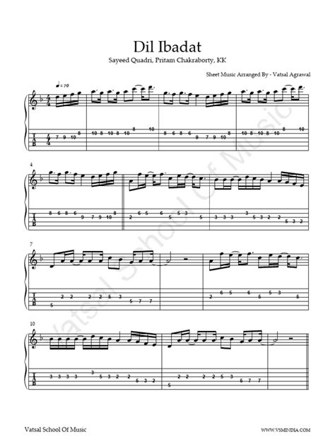 Dil Ibadat Guitar Lead Sheet Tab VSM | PDF