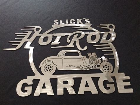 Hot Rod Garage Metal Sign / Any Name On Top | Vintage metal signs ...