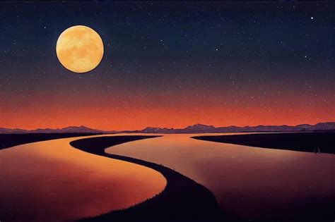 Premium Photo | Landscape with moon illustration. genarative ai