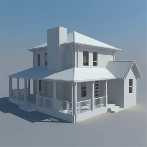 House with porch free 3D model | CGTrader