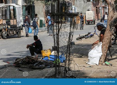 Palestinians in the Streets of Rafah Refugee Camp in the Southern Gaza ...