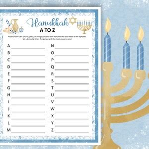 Hanukkah Game A to Z, Printable Chanukah Games for Kids, Adults and ...