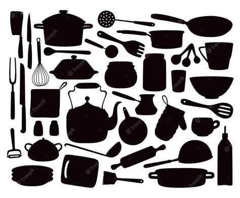 Premium Vector | Collection of cooking tools baking ingredients flat isolated vector silhouettes