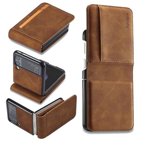 Samsung Galaxy Z Flip 4 Forwenw Brown Wallet Leather Case