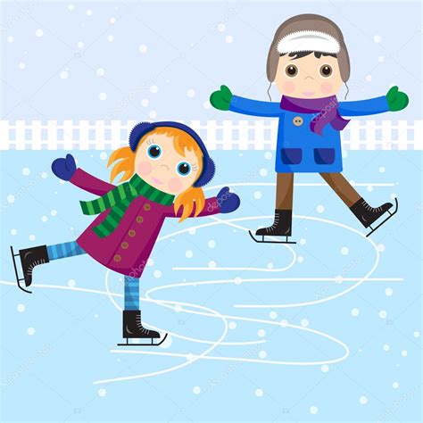 Ice skating little girl and boy — Stock Vector © Marta17 #11618544