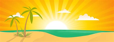 Summer Exotic Beach Landscape Banner 263026 Vector Art at Vecteezy