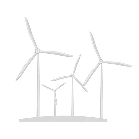 Group Of Wind Turbines For Electricity Generation Isolated On White Background Vector ...