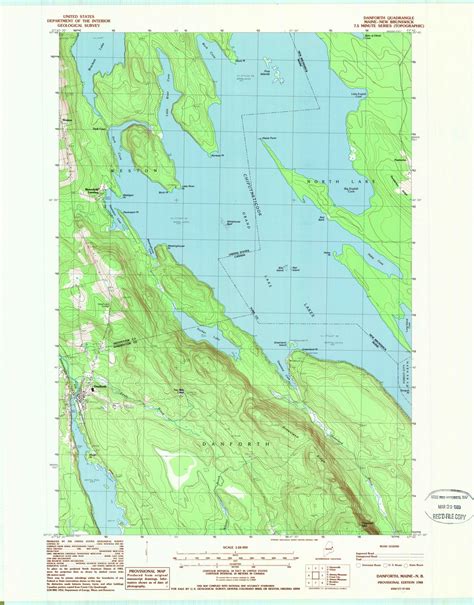 Danforth, Maine 1988 (1988) USGS Old Topo Map Reprint 7x7 ME Quad ...