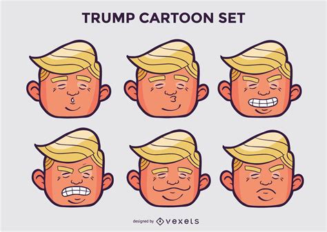 Trump Head Cartoon Character Pack Vector Download