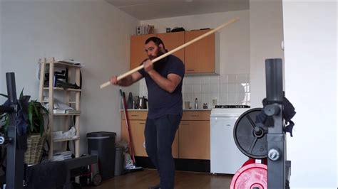 Two handed stick fighting training with a 154 cm wooden jo 6 - YouTube