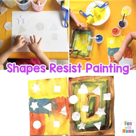 Toddler Preschool Shapes Resist Painting Activity - Fun with Mama