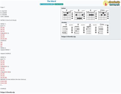 Chord: The Word - Sara Groves - tab, song lyric, sheet, guitar, ukulele | chords.vip