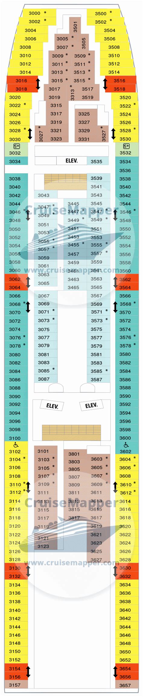 Rhapsody Of The Seas deck 3 plan | CruiseMapper