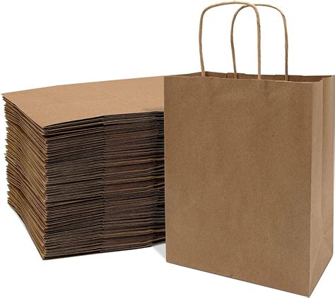 Prime Line Packaging Brown Paper Solid Print Birthday Gift Bags, 100 ...