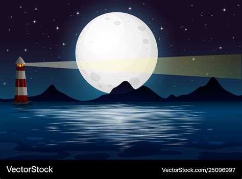 An ocean view at night Royalty Free Vector Image