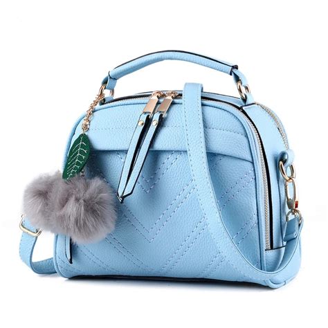 Hight Quality Fashion PU Women's Shoulder Bag Light Blue Handbag ...