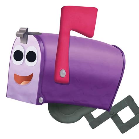 a purple and pink mailbox with a smiling face