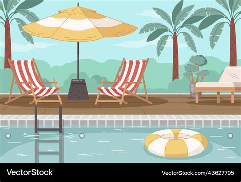 Outdoor swimming pool cartoon background Vector Image