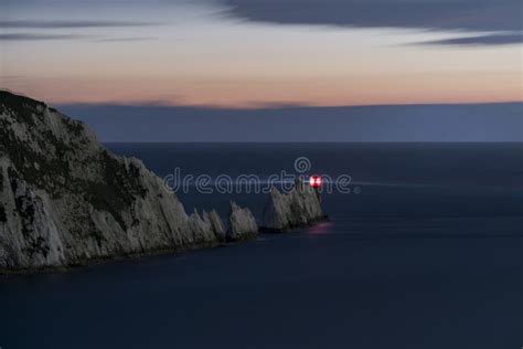 The Needles Lighthouse at Night Stock Photo - Image of solent, lighthouse: 237887290