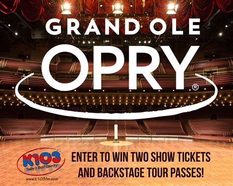 Win Grand Ole Opry tickets and backstage tour passes! | K103