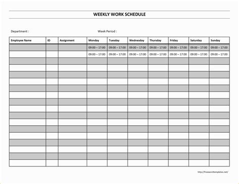 Free Monthly Work Schedule Template Of Weekly Work Schedule | Heritagechristiancollege