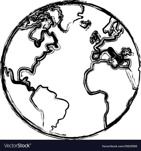 Sketch globe world earth map icon Royalty Free Vector Image