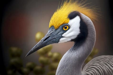 Premium Photo | Beaful crane bird portrait with bright yellow tuft