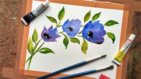 Simple and Easy Flower Painting | Beginners Watercolor - YouTube