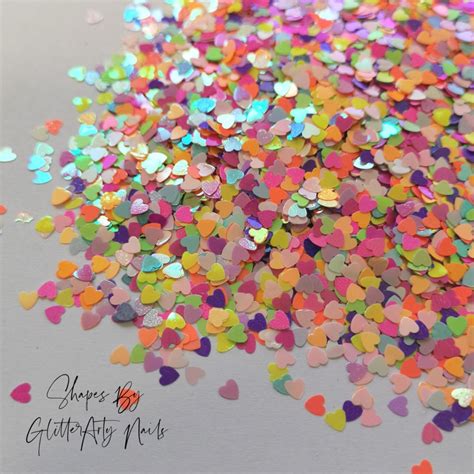 Nail Glitter Hearts – Pearl Mixed Colours Hearts – Glitter Arty Nails