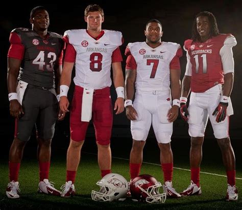 New Arkansas Football Uniforms! Love the white helmet. | Arkansas football, Football uniforms ...