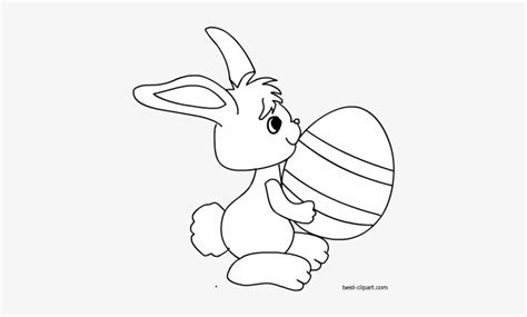 Black And White Bunny Holding Easter Egg Clip Art - Easter - Free Transparent PNG Download - PNGkey