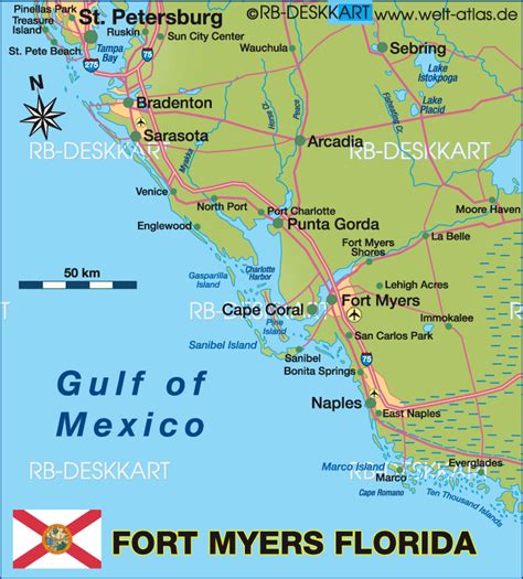 Map of Fort Myers, region (United States of America, USA - Florida) - Map in the Atlas of the ...