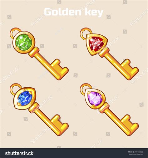 Cartoon Golden Key Diamond Vector Stock Vector (Royalty Free) 449186632 ...