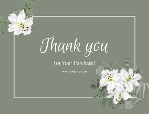 Thank You Message with White Flowers Online Card Template - VistaCreate