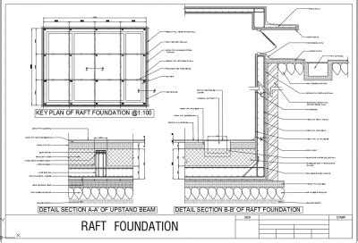 RAFT FOUNDATION PLAN WITH DETAILS | Thousands of free CAD blocks