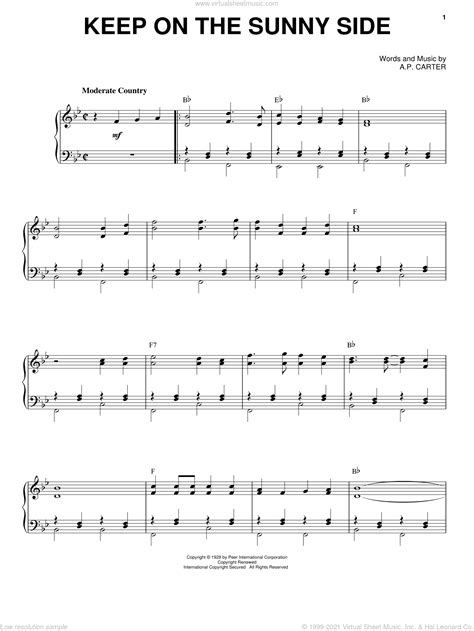 Family - Keep On The Sunny Side sheet music for voice, piano or guitar