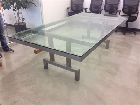 Conference Table. Welded steel legs and glass top. | Modern conference ...