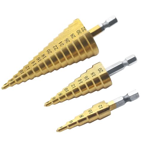 Aliexpress.com : Buy 3Pcs HSS Step drill bit set Titanium drill bit Set ...