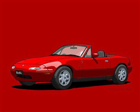 Eunos Roadster MK1 Classic Red Poster by DigitalCarArt | Mazda mx5 ...