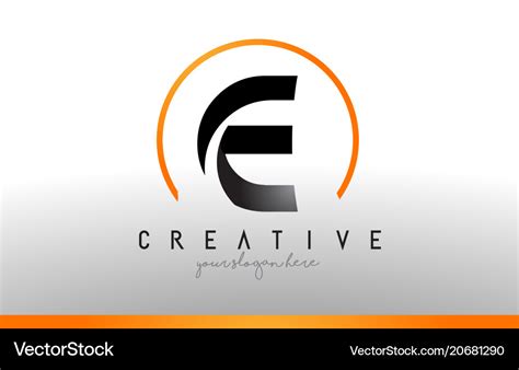 E letter logo design with black orange color cool Vector Image