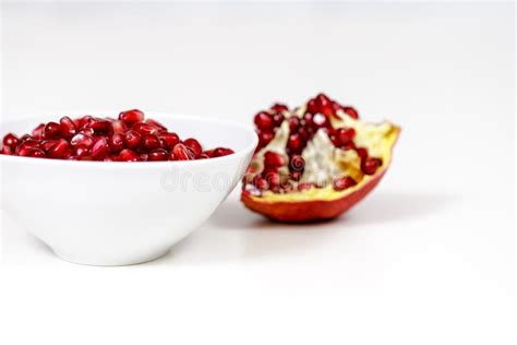 Pomegranate Seeds Close Up on White Background Stock Photo - Image of ...