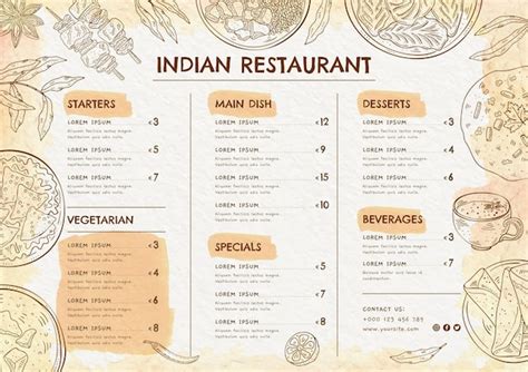 Free Vector | Watercolor indian menu template