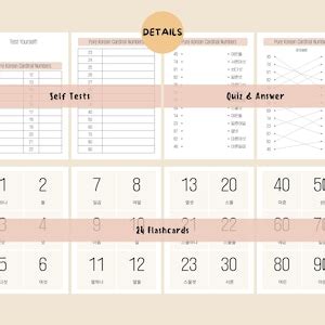 Korean Number Learning Set, Korean Worksheets, Hangul Workbook, Korean Flashcards, Korean Study ...