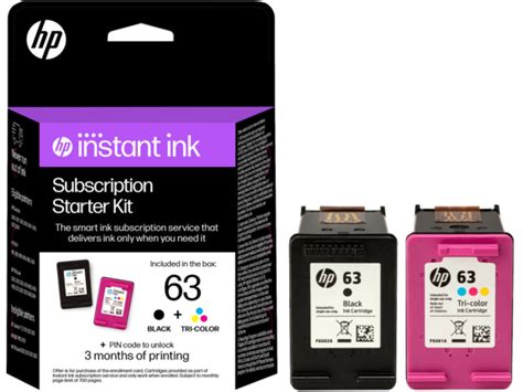 HP Instant Ink 63 Black and 63 Tri-color Subscription Starter Kit