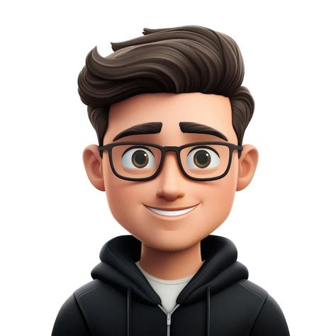 Premium Photo | Memoji handsome guy man with glasses on a white ...