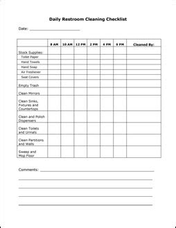 Janitorial Checklist Template | charlotte clergy coalition