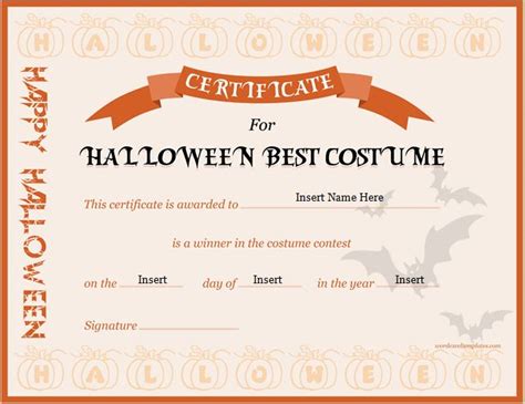 Halloween Best Costume Certificate Templates | Word & Excel Templates