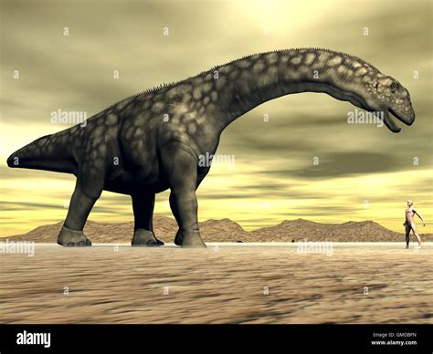 Argentinosaurus dinosaur and human size - 3D render Stock Photo - Alamy