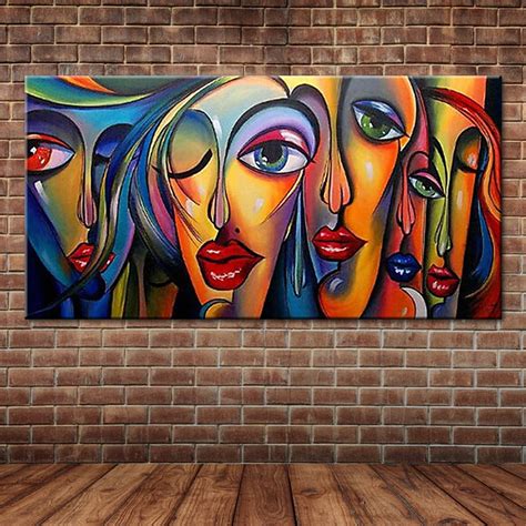 Modern Pop Art Sexy Women's Faces Oil Painting People Portrait Canvas Art Wall Mural Poster for ...