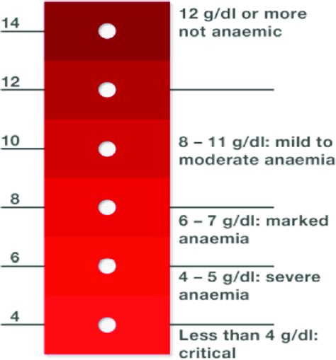 World Health Organization's hemoglobin color scale [9]. (For... | Download Scientific Diagram